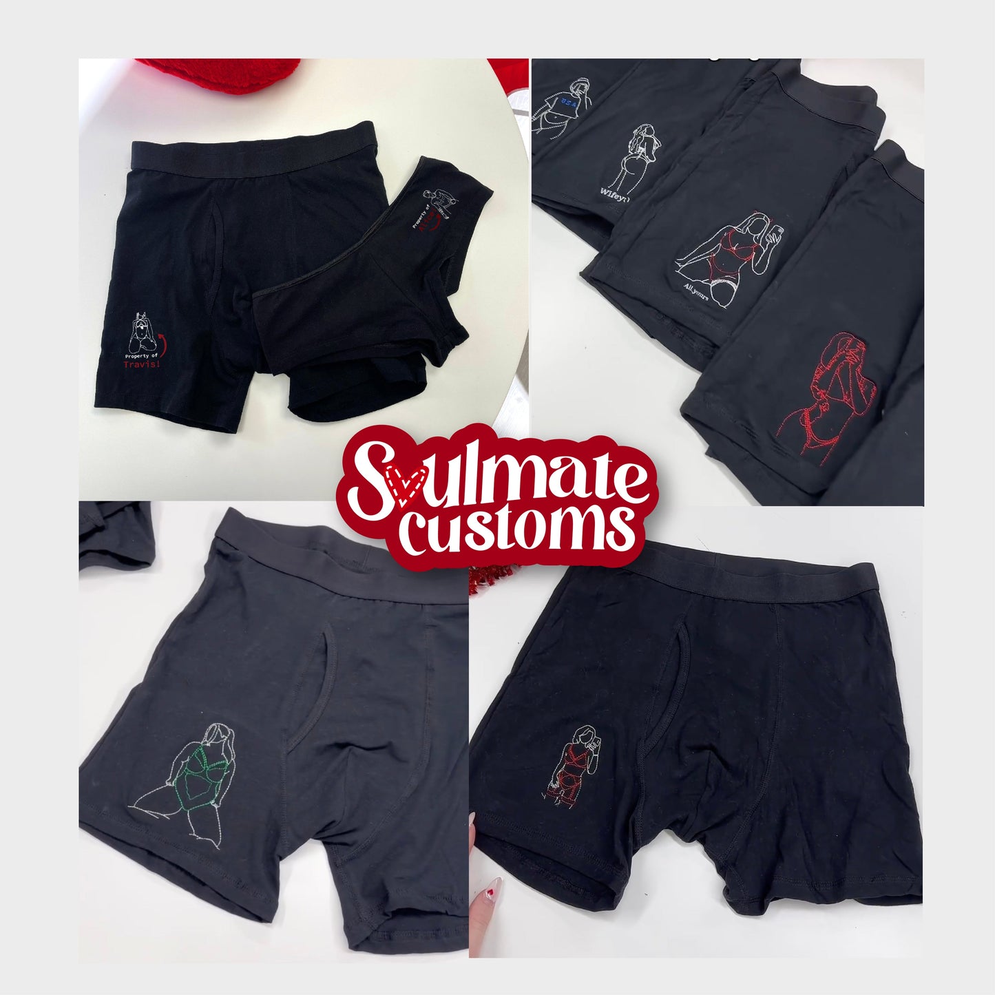 Embroidered Soulmate© Men's Underwear Boxers